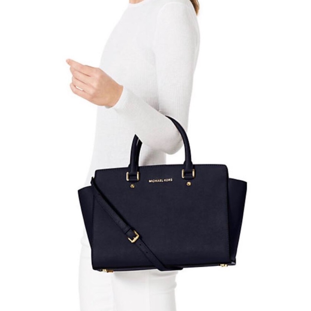 Michael Kors Black Saffiano Leather Large Selma Satchel - Picture 9 of 9
